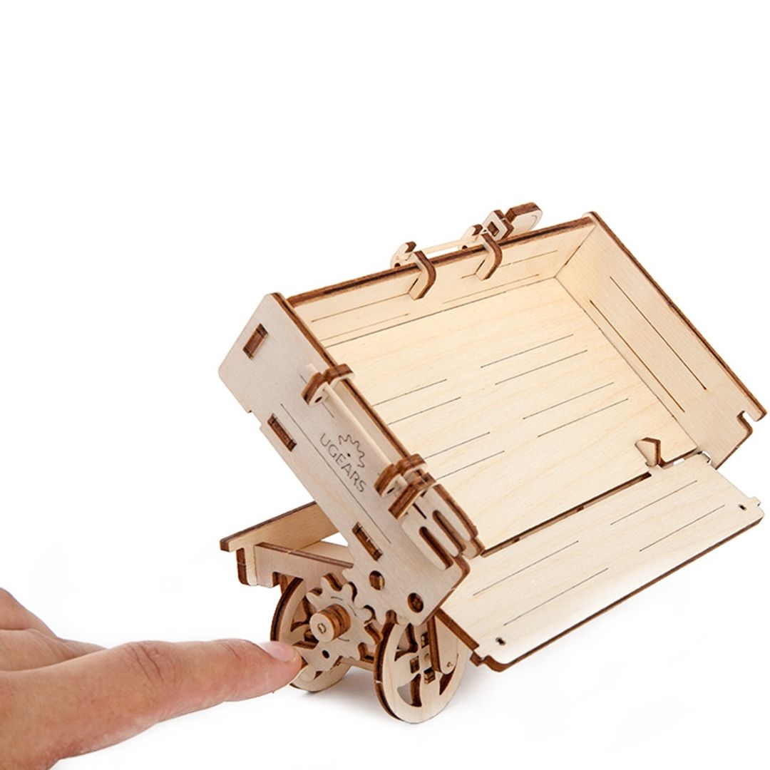 Механический 3D Пазл Ugears Прицеп к трактору Борт опускается, кузов поднимается