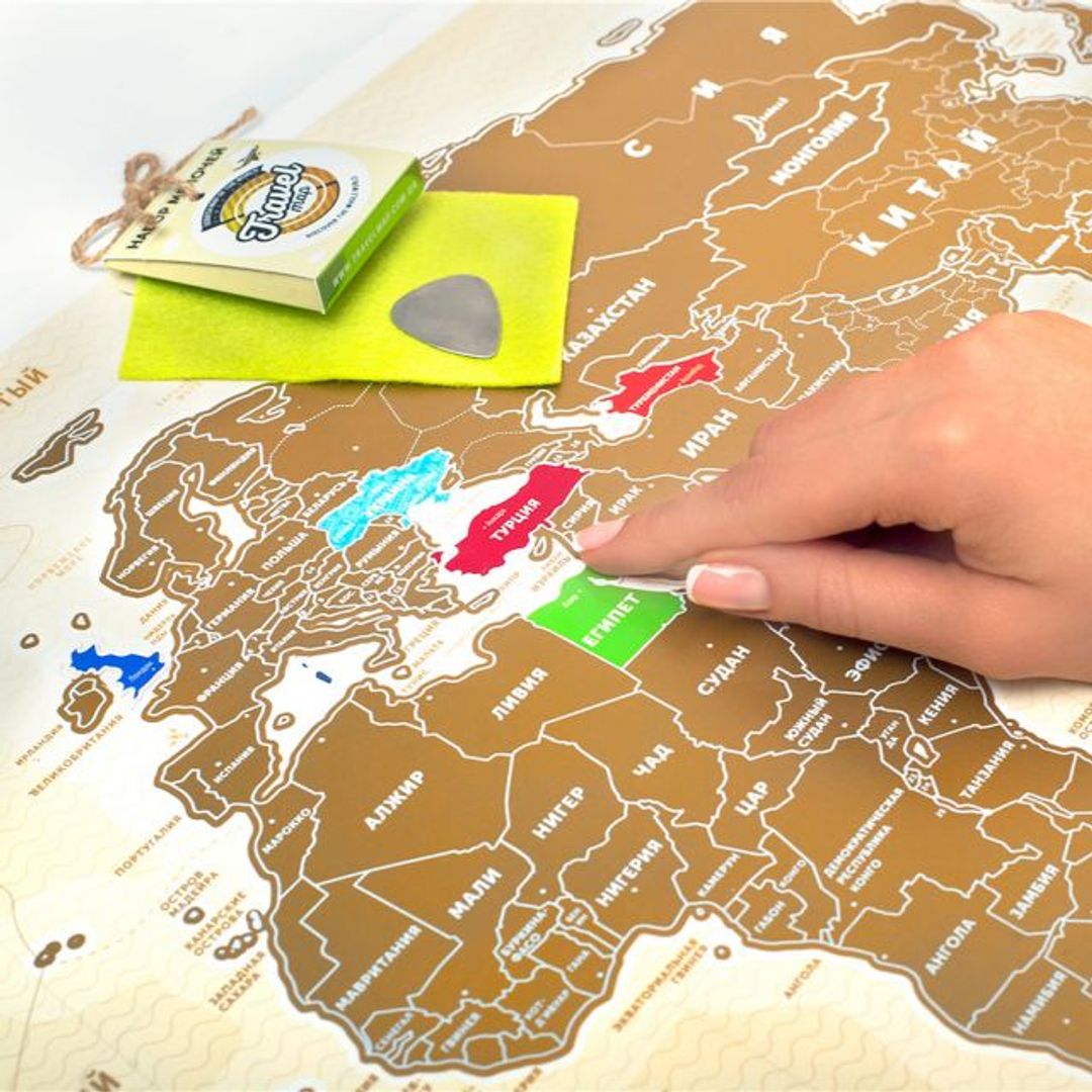 Скретч-карта мира Gold (на русском)