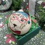 Фарфоровый елочный шар Тигр в очках (ручная роспись)
