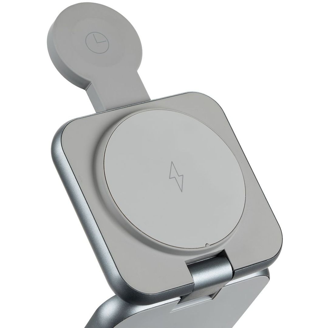 Складная станция беспроводной зарядки Terza (серебристый) Складная станция беспроводной зарядки Terza (серебристый)