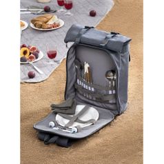 Набор для пикника Picnivo на 4 персоны (темно-серый меланж)