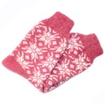 Носки шерстяные розовые с белыми снежинками