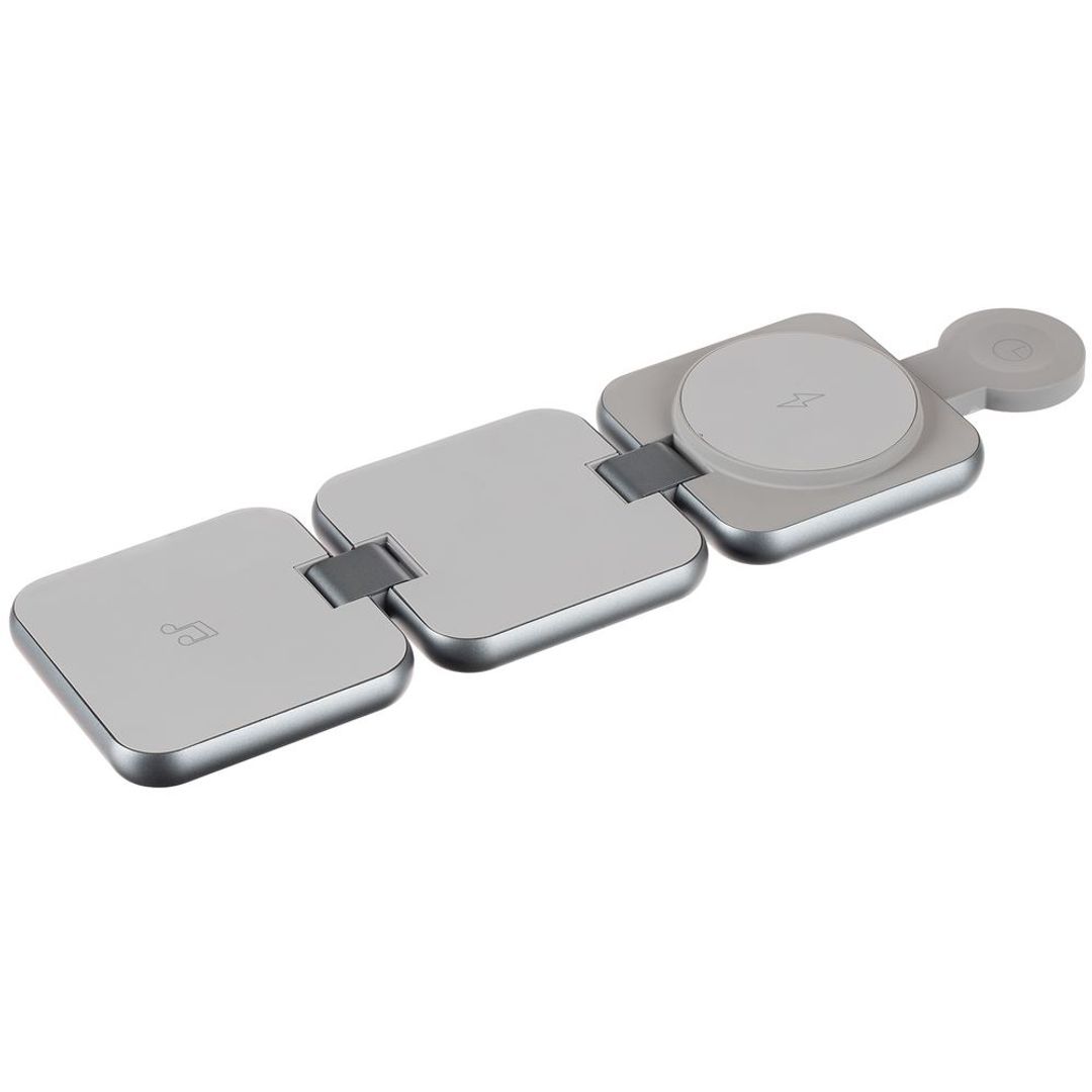 Складная станция беспроводной зарядки Terza (серебристый) Складная станция беспроводной зарядки Terza (серебристый)