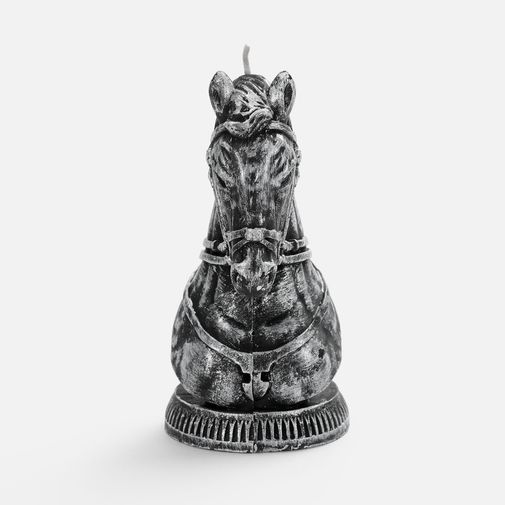 Свеча фигурная Бюст лошади (серебристый)