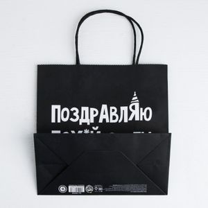 Подарочный пакет Поздравляю (22 × 22 × 11 см)