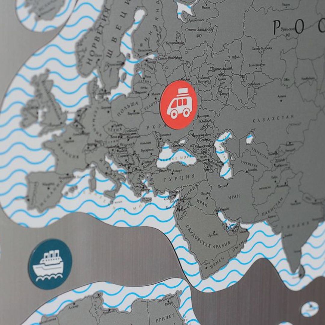 Магнитная Скретч-карта мира True Map Puzzle Silver Магнитная Скретч-карта мира True Map Puzzle Silver