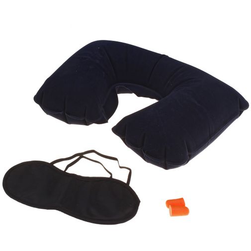 Надувная подушка в дорогу с маской для глаз (Черный)