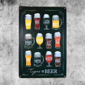 Металлическая табличка Types of Beer