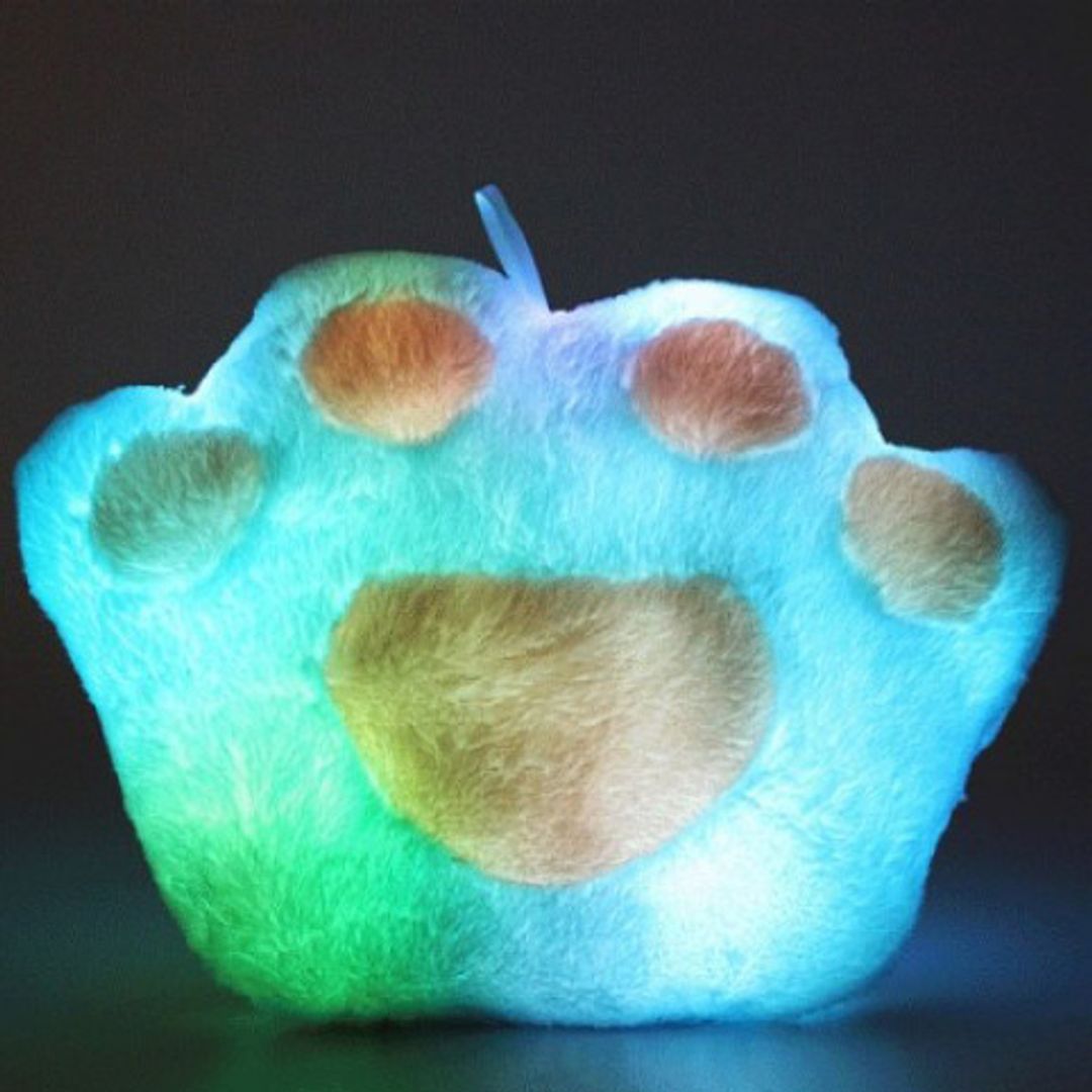 Светящаяся подушка Лапа (Голубая с розовым) С подсветкой