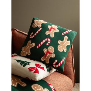 Подушка вязаная с новогодним рисунком Gingerman из коллекции New Year Essential, 45x45 см