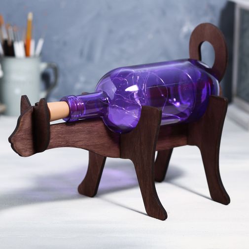 Светильник в бутылке на подставке Кот