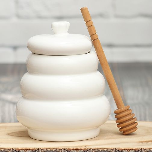 Банка для меда с ложкой Улей Банка для меда с ложкой Улей