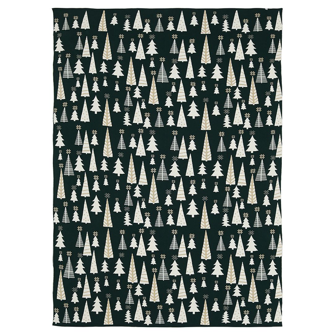 Плед из хлопка с новогодним рисунком Whitewood из коллекции New Year Essential, 130x180 см