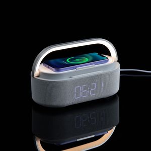 Колонка с часами и беспроводной зарядкой Veske ver.2 (серый) Колонка с часами и беспроводной зарядкой Veske ver.2 (серый)