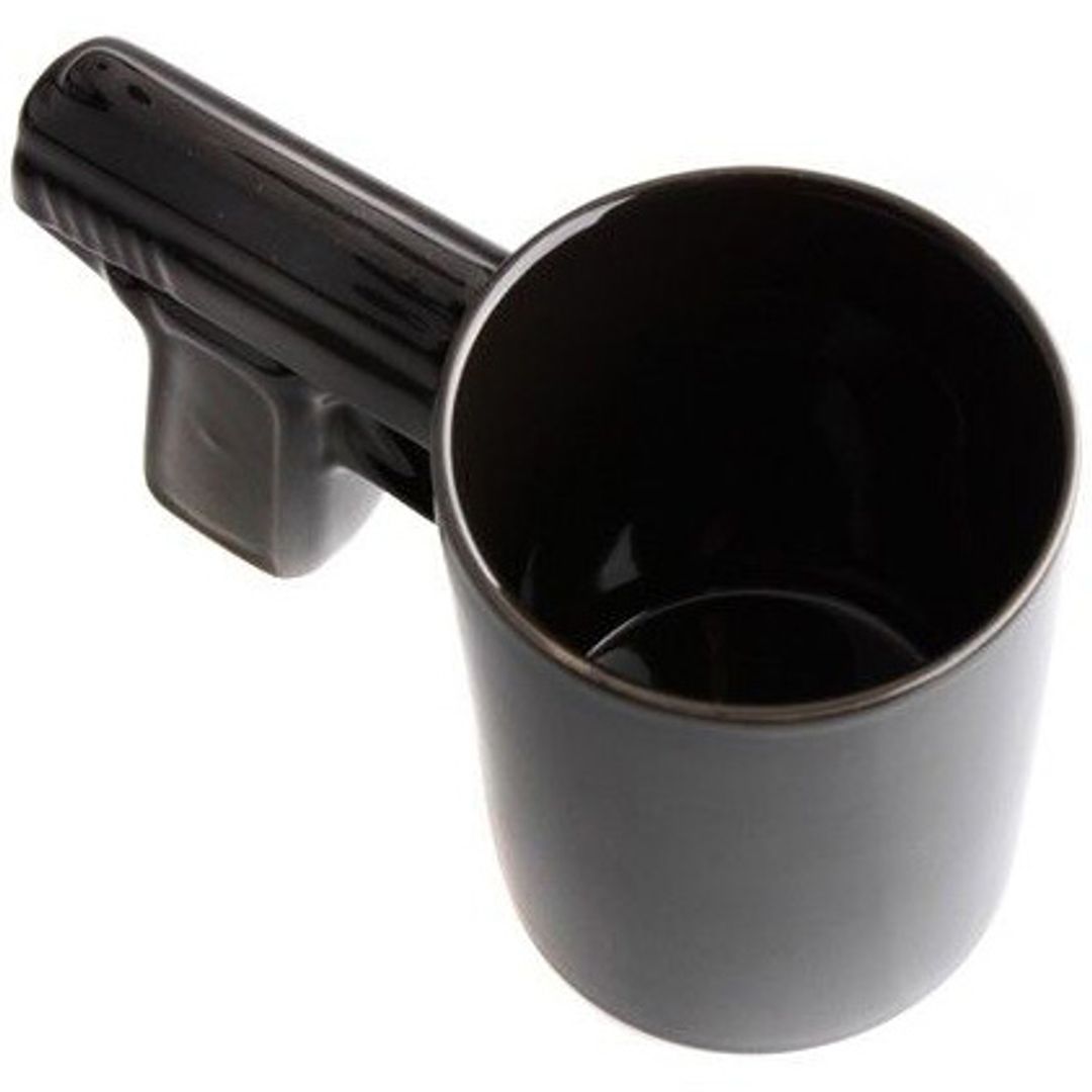 Кружка Пистолет (Черная с черной ручкой) Вид сверху Кружка Пистолет (Черная с черной ручкой) Вид сверху