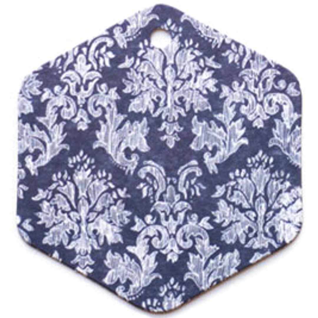 Бирка упаковочная Барокко — синий шестигранник