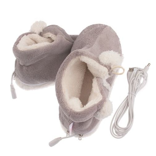 Тапочки с подогревом от USB Угги Серые