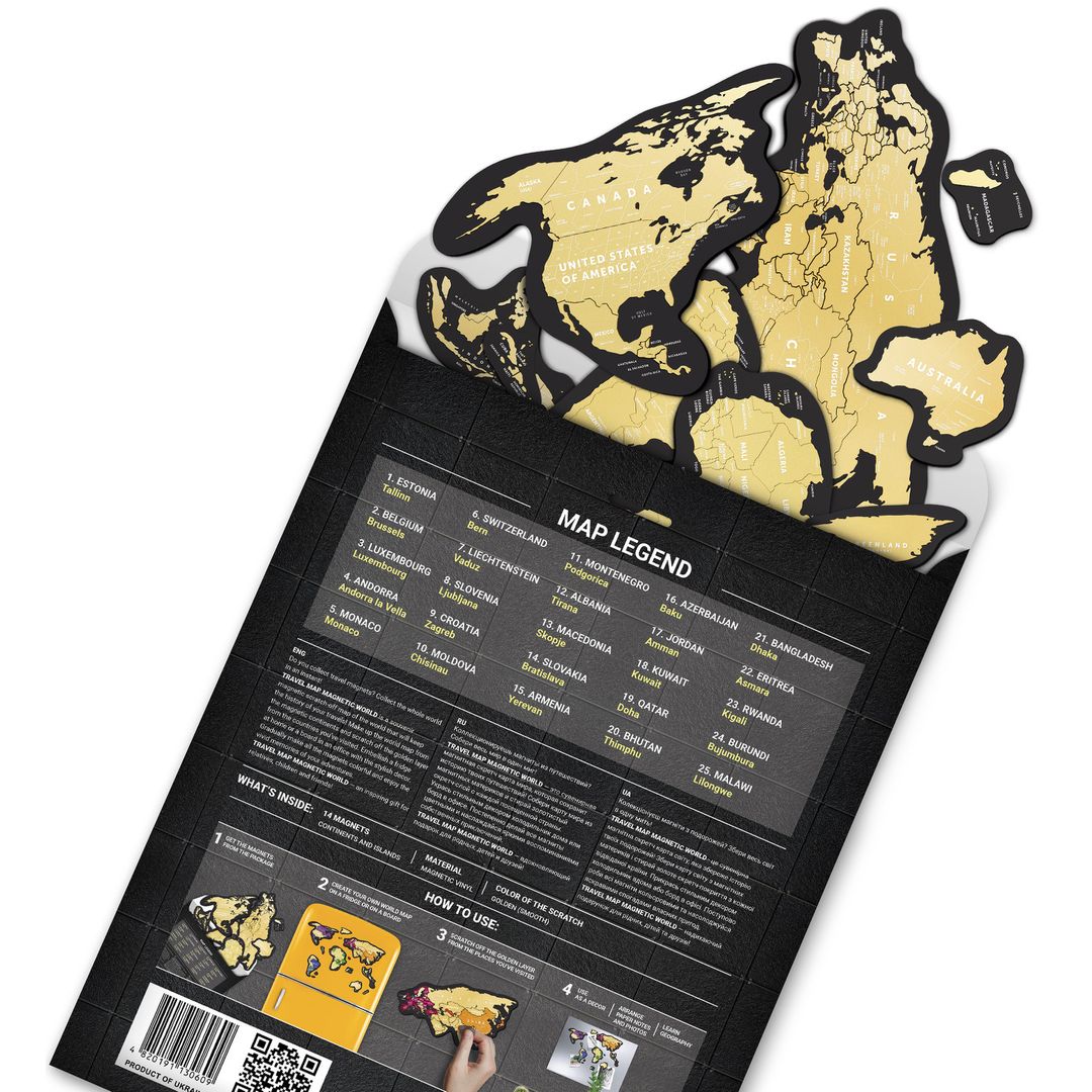 Магнитная Скретч-карта мира Travel Map Magnetic World Магнитная Скретч-карта мира Travel Map Magnetic World