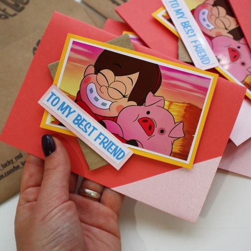 Открытка Gravity Falls Мэйбл и Пухля (Вариант 1)