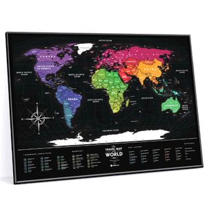 Скретч-карта мира Travel Map Black World в металлической раме (на английском)