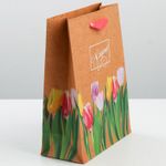 Подарочный пакет С 8 марта Тюльпаны (23 × 27 × 8 см)