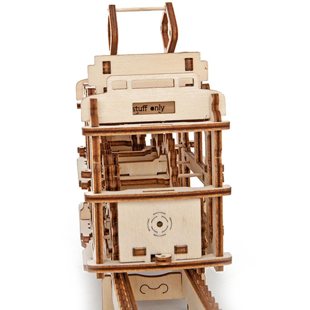 Механический 3D Пазл Ugears Трамвай Мелкие детали, полностью из дерева