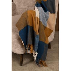 Плед Fleco (синий с коричневым)