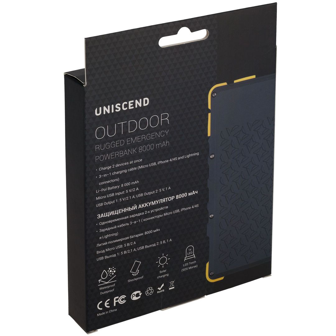 Внешний аккумулятор с солнечной батареей Uniscend Outdoor (8000 мАч)