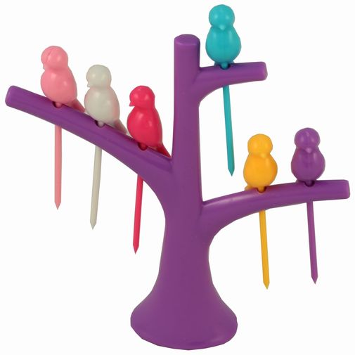 Шпажки для канапе Птички на дереве (Фиолетовый)