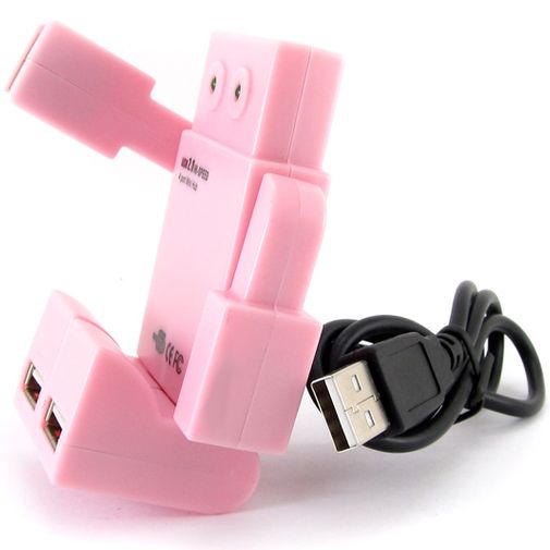 USB Хаб Робот розовый USB Хаб Робот розовый