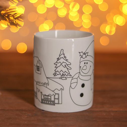 Набор кружка под раскраску Снеговичок Набор кружка под раскраску Снеговичок