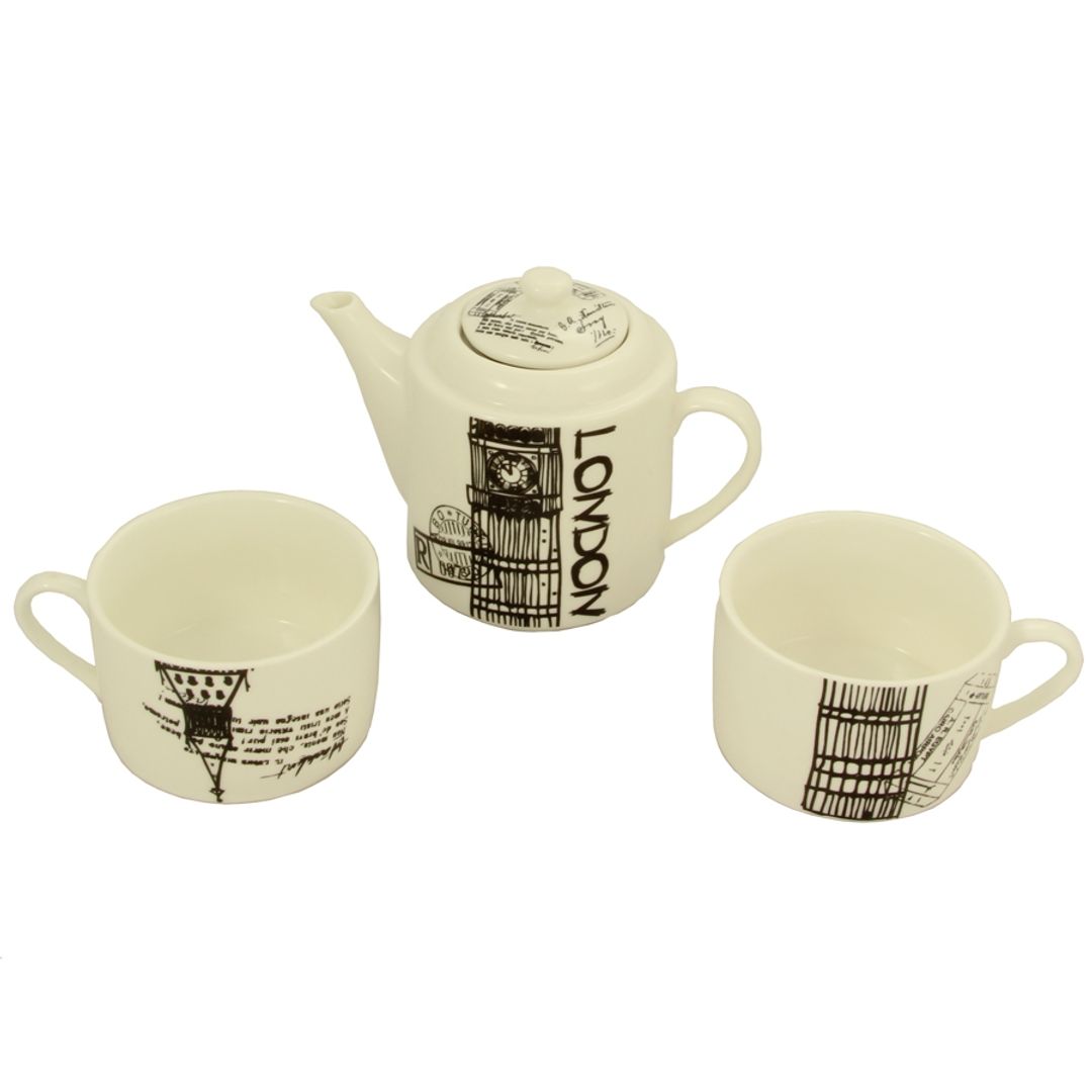 Чайный набор Лондон Чайник и две чашки Чайный набор Лондон Чайник и две чашки