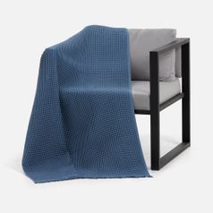 Плед вафельный Elenglect (темно-синий)