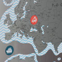 Магнитная Скретч-карта мира True Map Puzzle Silver