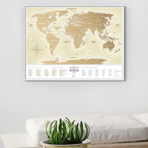 Скретч-карта мира Travel Map Gold World в металлической раме (на русском) Скретч-карта мира Travel Map Gold World в металлической раме (на русском)
