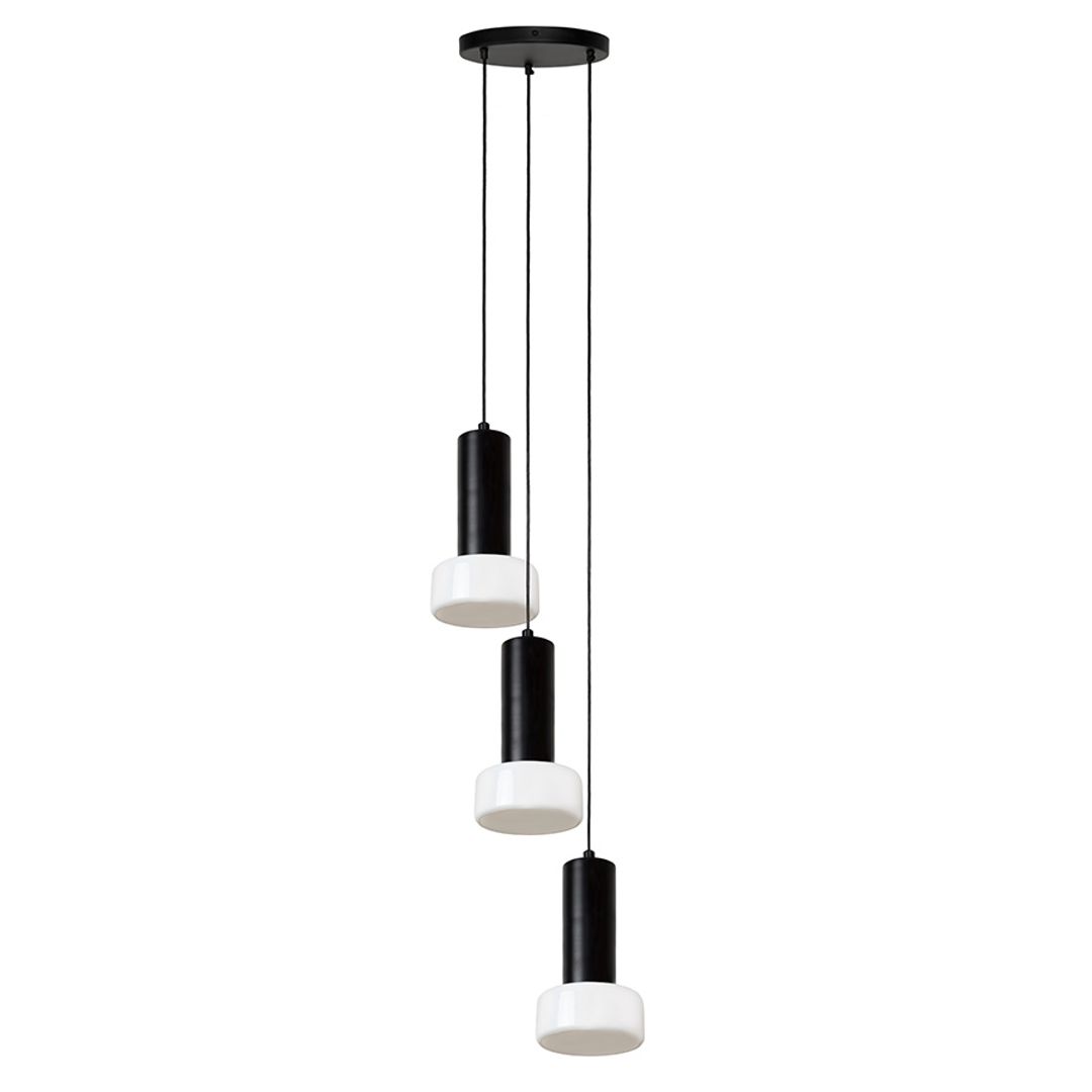 Светильник подвесной каскадный Fungus, 15х25 см, 3 плафона, белый/черный