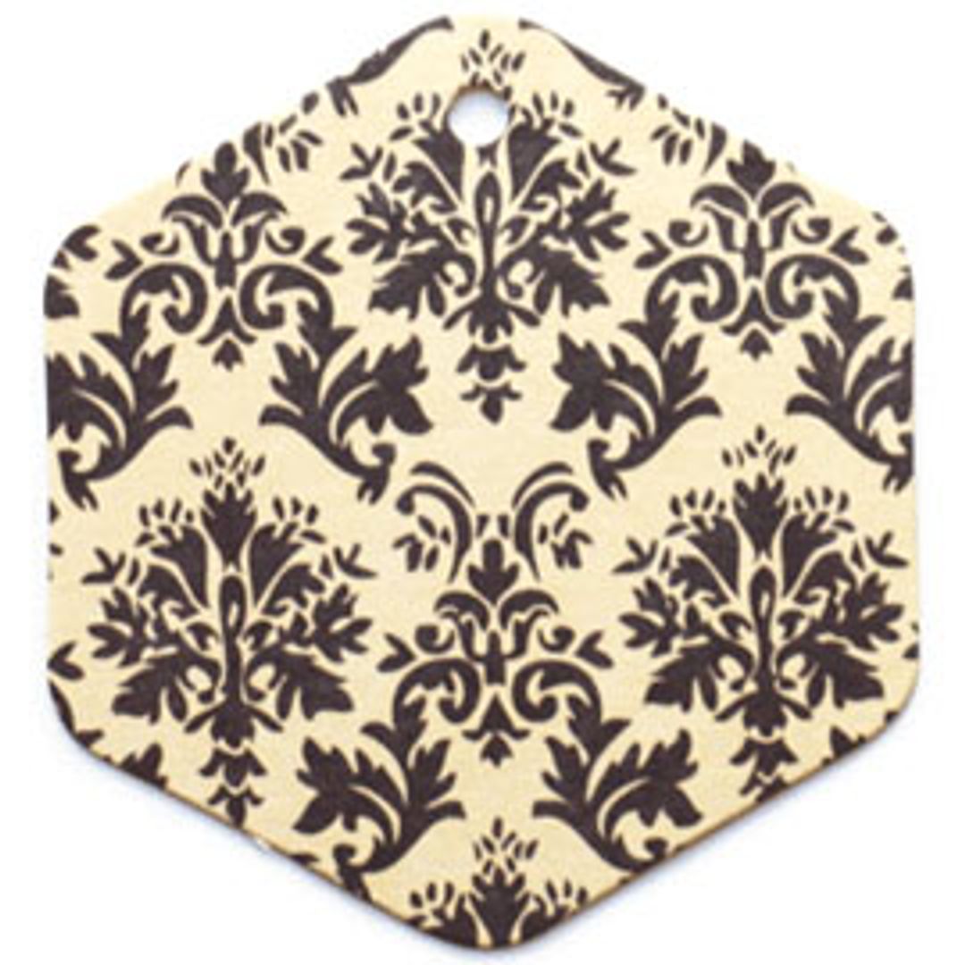 Бирка упаковочная Барокко — бежевый шестигранник