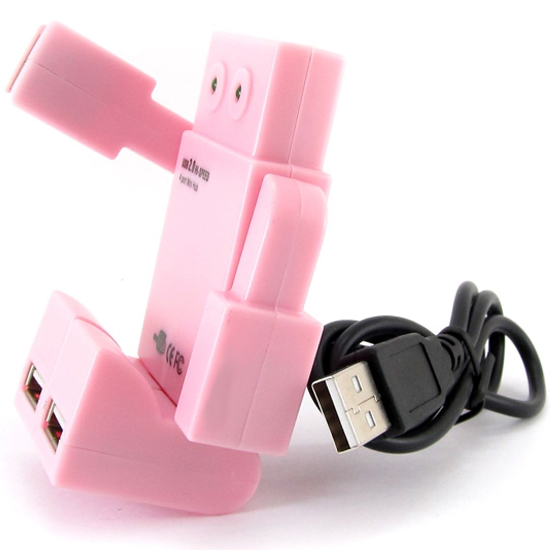 USB Хаб Робот розовый USB Хаб Робот розовый