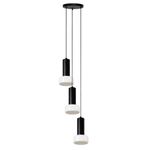 Светильник подвесной каскадный Fungus, 15х25 см, 3 плафона, белый/черный