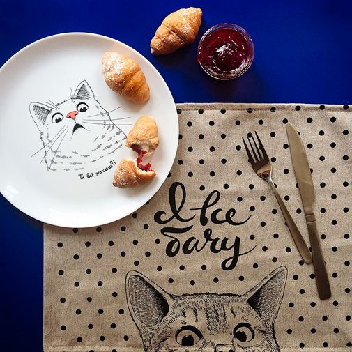 Тарелка Удивленный кот Ты все это съешь?!