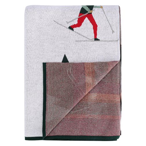 Плед из хлопка с новогодним рисунком Let's Ski из коллекции New Year Essential (130x180 см)