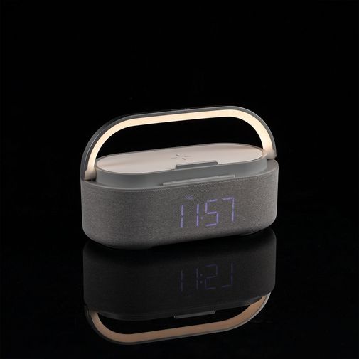 Колонка с часами и беспроводной зарядкой Veske (Серая)