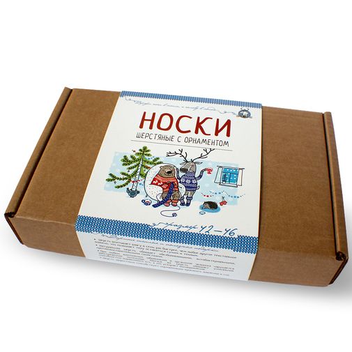 Носки шерстяные белые с синими оленями Носки шерстяные белые с синими оленями