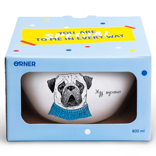 Тарелка глубокая Мопс Жду вкусняшек Тарелка глубокая Мопс Жду вкусняшек