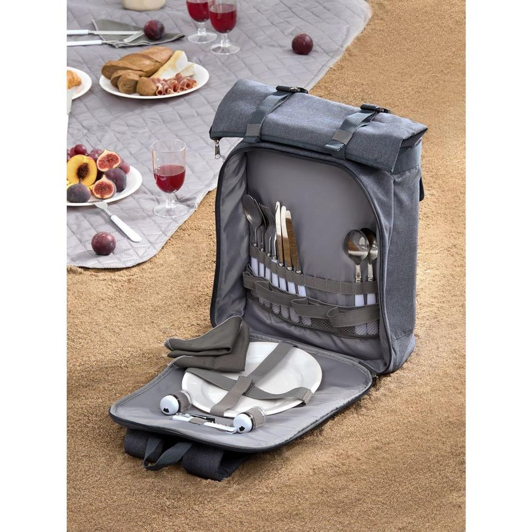 Набор для пикника Picnivo на 4 персоны (темно-серый меланж)