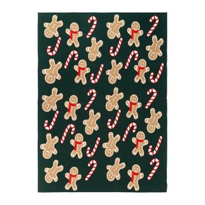 Плед из хлопка с новогодним рисунком Gingerman из коллекции New Year Essential, 130x180 см