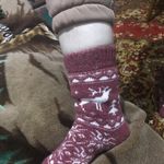 Носки шерстяные вишневые с белыми оленями Отзыв Носки шерстяные вишневые с белыми оленями Отзыв