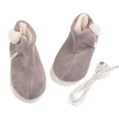 Тапочки с подогревом от USB Угги Серые