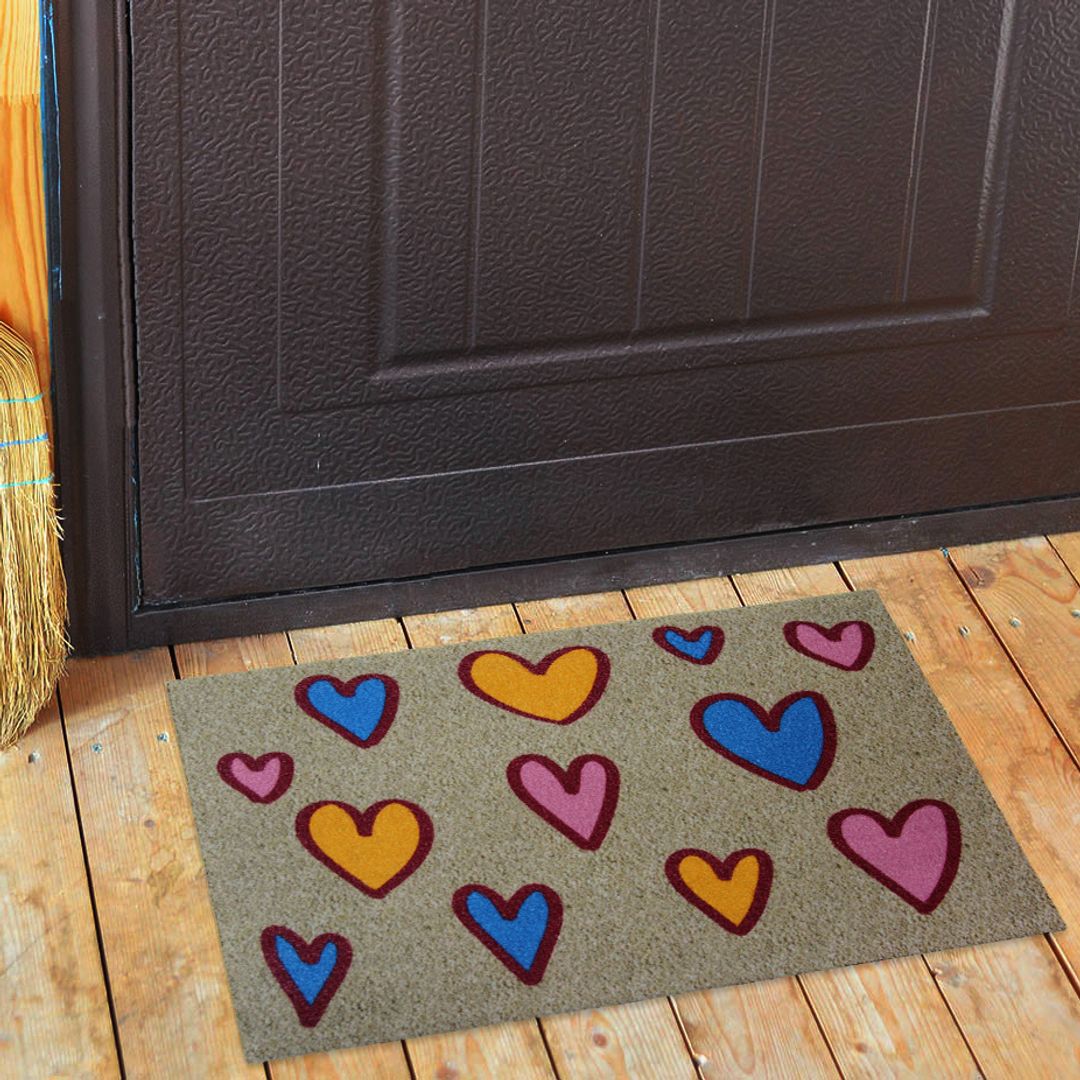 Коврик для входной двери Сердечки