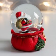 Стеклянный шар Дед Мороз с мешком подарков